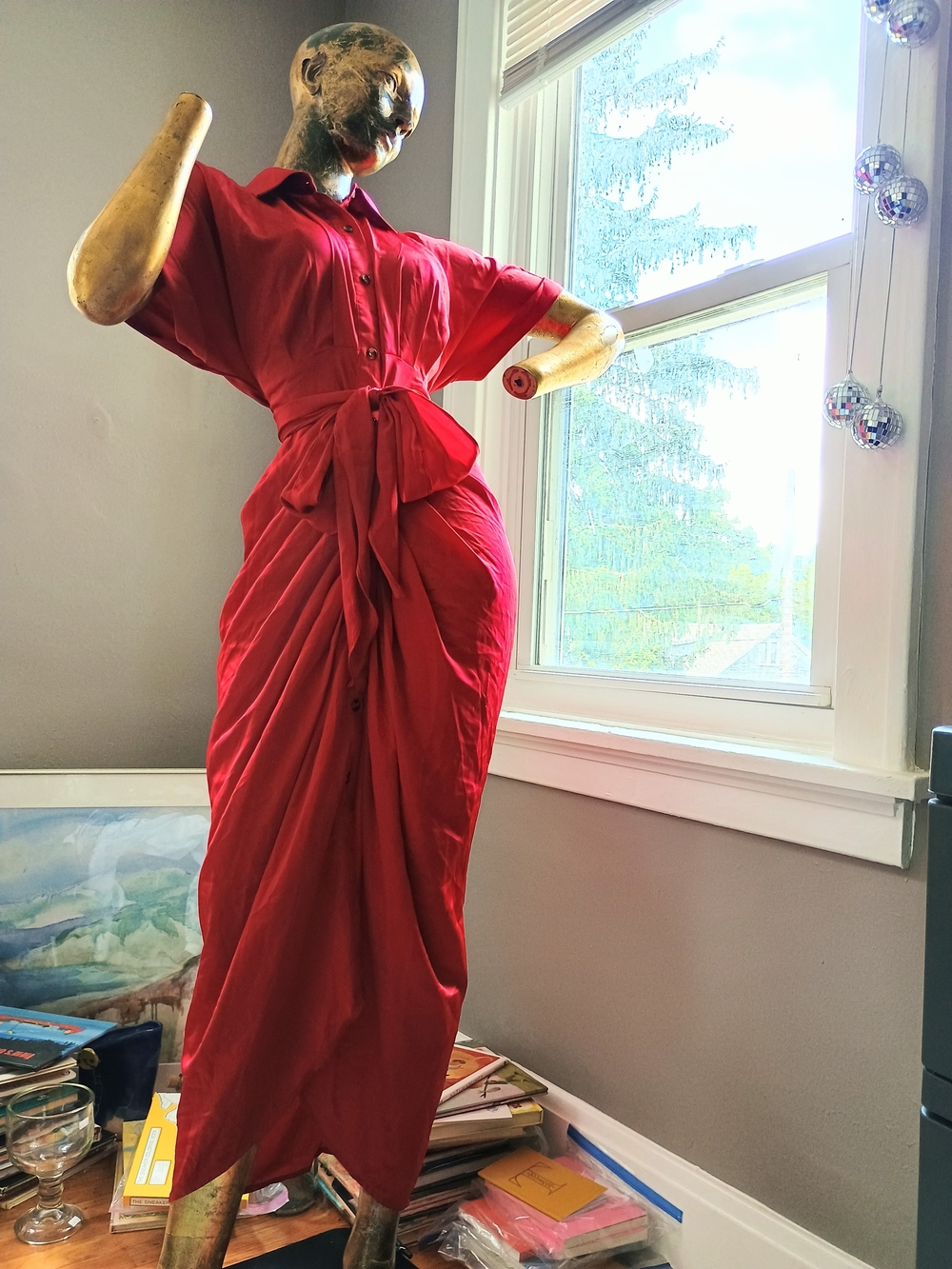🚨 SIREN CORE 🚨 Cherry Red, Form-Fitting, Button Down Shirt Dress, Sz. M, Femme